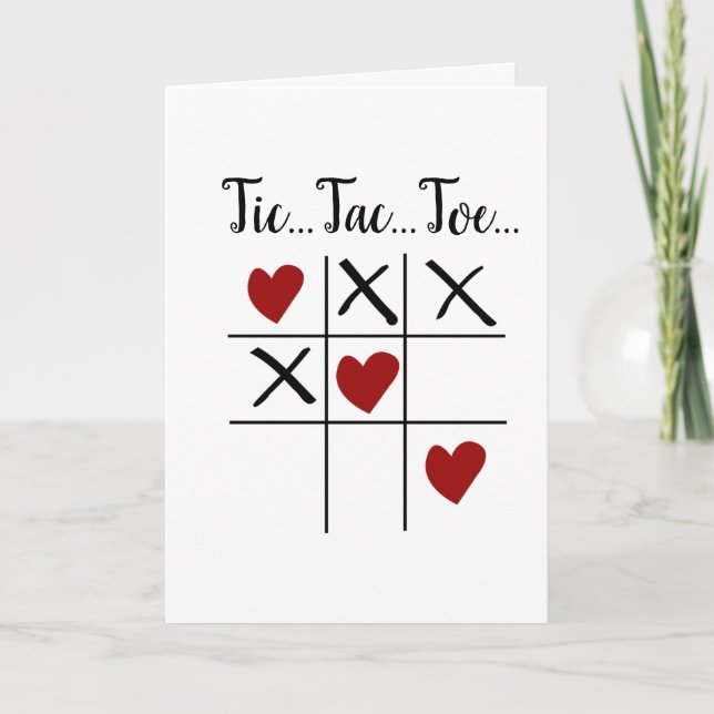 Tic Tac Toe Coeurs Carte d'anniversaire de la Sain (Devant)