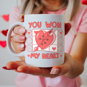 Tic-Tac-Toe Herz Valentine Kaffeetasse