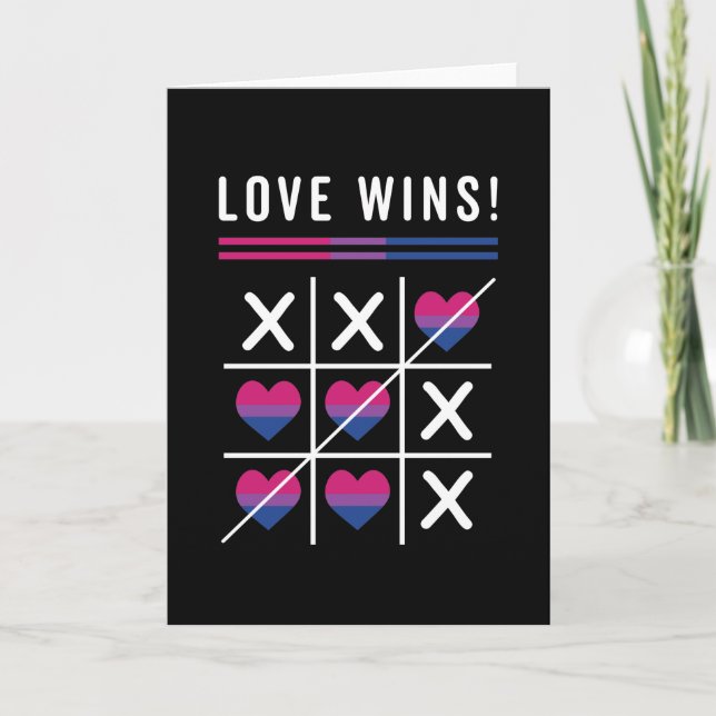 Tic Tac Toe Liebe gewinnt LGBTQ Bisexueller Stolz Karte (Vorderseite)