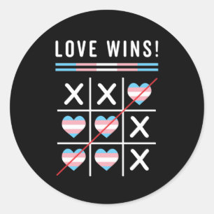 Tic Tac Toe Liebe gewinnt LGBTQ Transgender Pride Runder Aufkleber