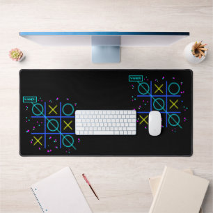 Tic Tac Toe Neon Retro Gewinner Glow Gamer Arcade Schreibtischunterlage