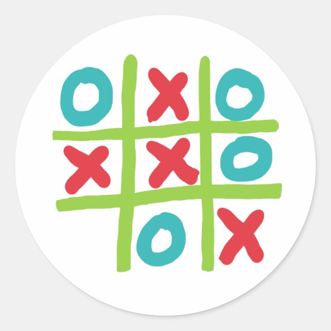 Tic-tac-toe Noughts and Crosses Runder Aufkleber (Vorderseite)
