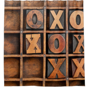 tic-tac-toe oder Noughts and crossgame - Vintag Duschvorhang