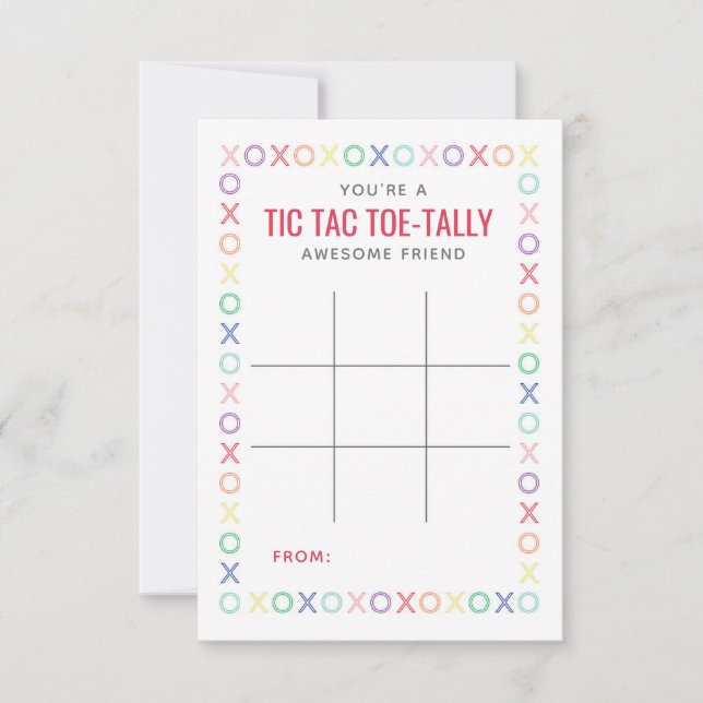 Tic Tac Toe Valentine Cartes ou étiquettes (Devant)
