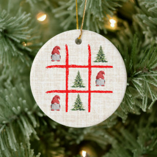 Tic Tac Toe Weihnachtsbäume – Cozy Leinen Skandina Keramik Ornament