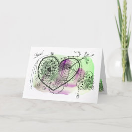 Tic Toc Green und Lila Verziert Hearts Karte