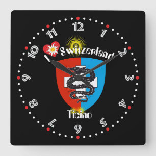 Ticino Schweiz Suisse Svizzera Quadratische Wanduhr
