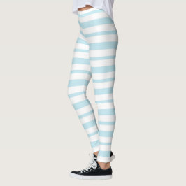 Tick and Thin Pastel Blau und Weiße Streifen Leggings