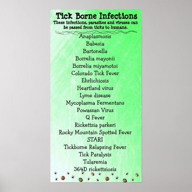 Tick Borne Infektionsliste Lyme Awareness Poster (Vorne)