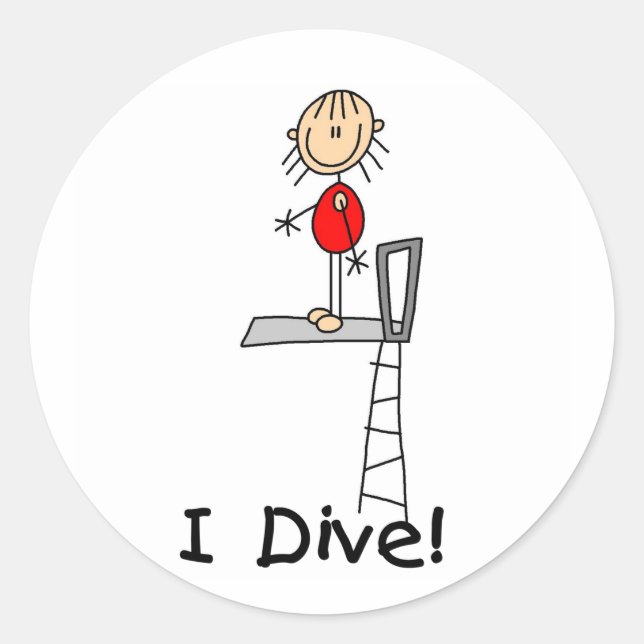Tick Figure Girl I Dive Runder Aufkleber (Vorderseite)
