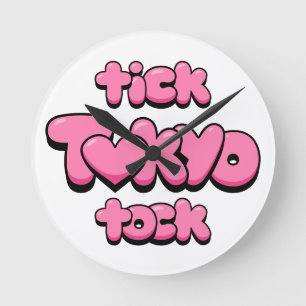 Tick Tock Tokyo O'clock Runde Wanduhr