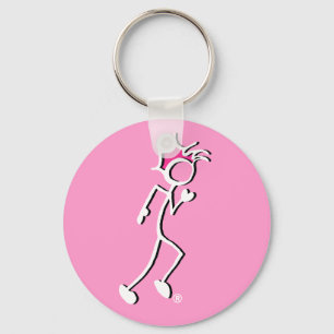 Tick-with-Sport-Runner Stickman Rosa Töne Schlüsselanhänger