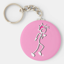 Tick-with-Sport-Runner Stickman Rosa-Töne Schlüsselanhänger