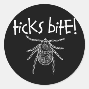 Ticken-Biss! Runder Aufkleber