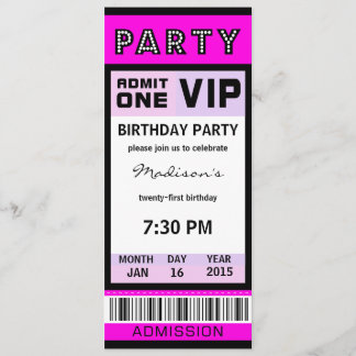 Ticket 21. Geburtstag Party Einladungen