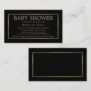 Ticket Baby shower moderne et élégant, noir et or