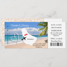 Ticket Boarding Pass Wedding Destination Barbados