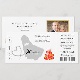 Ticket Boarding Pass Wedding Destination Barbados Einladung