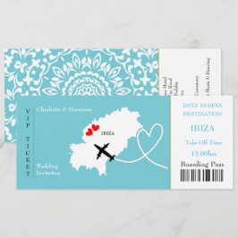 Ticket Boarding Pass Wedding Destination Ibiza Einladung