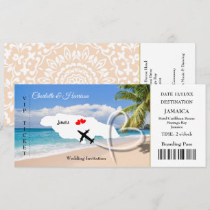 Ticket Boarding Pass Wedding Destination Jamaica Einladung