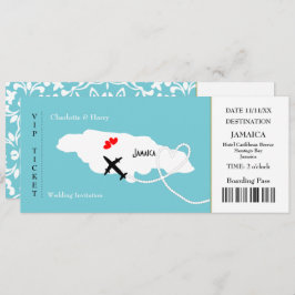 Ticket Boarding Pass Wedding Destination Jamaica Einladung