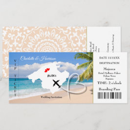 Ticket Boarding Pass Wedding Destination Mallorca Einladung