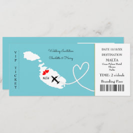 Ticket Boarding Pass Wedding Destination Malta Einladung
