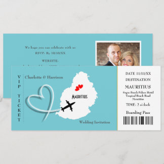 Ticket Boarding Pass Wedding Destination Mauritius Einladung