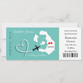 Ticket Boarding Pass Wedding Destination Santorini Einladung