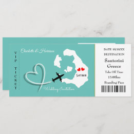 Ticket Boarding Pass Wedding Destination Santorini Einladung