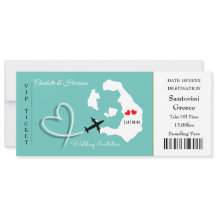 Ticket Boarding Pass Wedding Destination Santorini