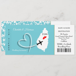 Ticket Boarding Pass Wedding Destination St Lucia Einladung