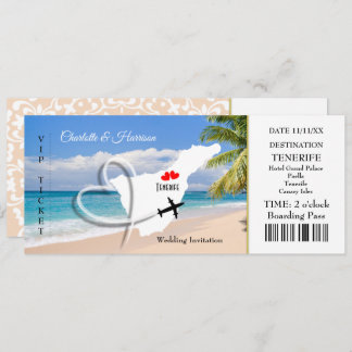 Ticket Boarding Pass Wedding Destination Teneriffa Einladung