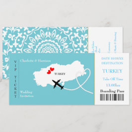 Ticket Boarding Pass Wedding Destination Türkei Einladung
