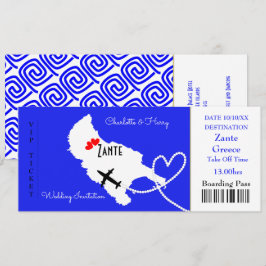 Ticket Boarding Pass Wedding Destination Zante Einladung