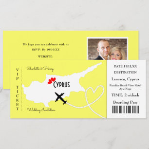 Ticket Boarding Pass Wedding Destination Zypern Einladung