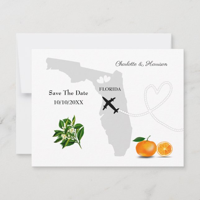 Ticket Boarding Pass Wedding Zielort Florida Save The Date (Vorderseite)