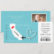 Ticket BoardingPass Wedding Destination California