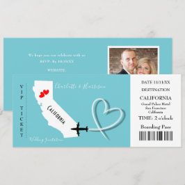 Ticket BoardingPass Wedding Destination California Einladung