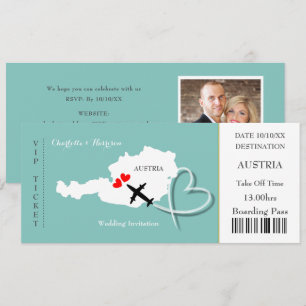 Ticket Bordkarte Ziel Österreich Foto Einladung