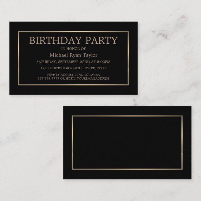 Ticket de fête d'anniversaire moderne et élégant,  (Devant / Derrière)