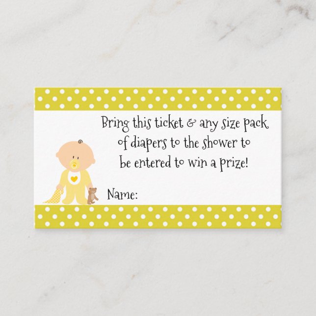 Ticket de tombola de couche pour Baby Shower à poi (Devant)