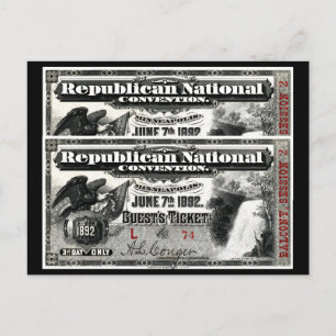 Ticket der Republican Convention von 1892 Postkarte