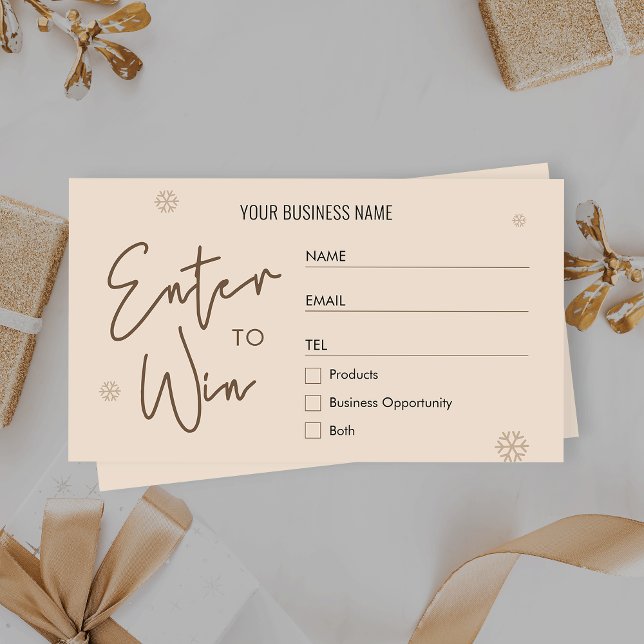 Ticket du logo de l'entreprise de neige hivernale (Festive enter to win tickets in a subtle cream holiday design with space for your logo)
