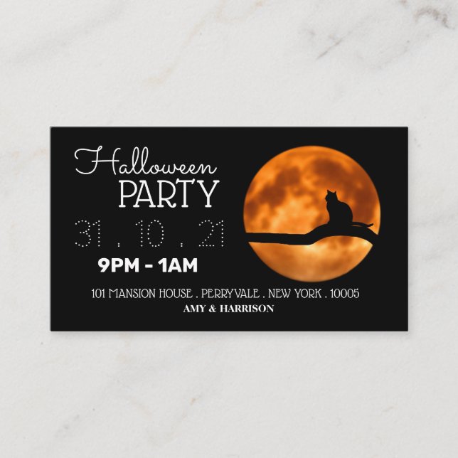 Ticket für Blood Moon & Cat Silhouette Halloween-P Begleitkarte (Vorderseite)