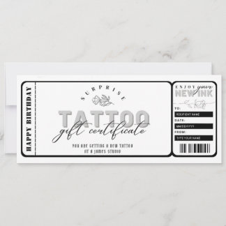 Ticket für den persönlichen Tattoo-Gutschein Einladung
