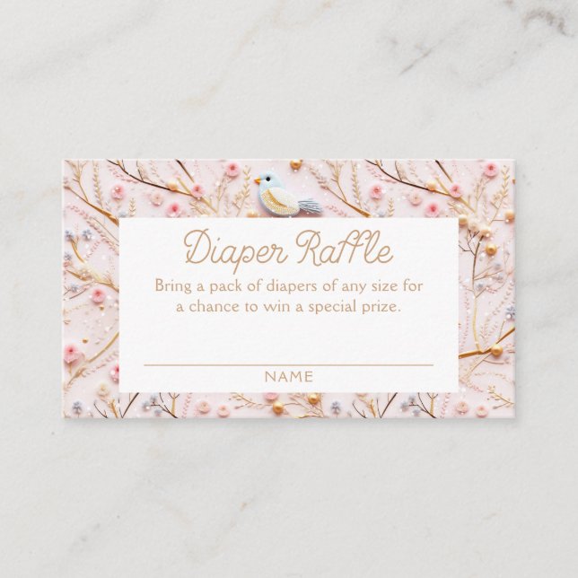Ticket für den Winter Pink Floral Diaper Begleitkarte (Vorderseite)