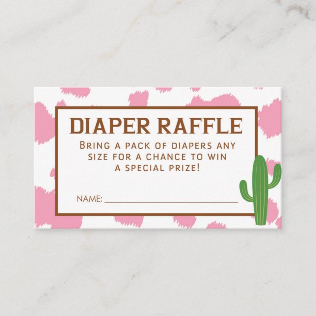 Ticket für die rosafarbene Kuh Print Diaper Begleitkarte (Vorderseite)