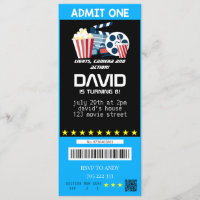 Ticket für ein Kino Party Ticket Boy Geburtstagska