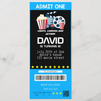 Ticket für ein Kino Party Ticket Boy Geburtstagska Einladung